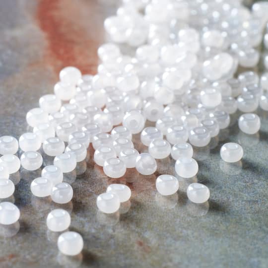 12 Pack: John Bead White Pearl Czech Glass Seed Beads, 11/0